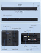 2 in 1 Separable Sound Bar for Smart TV, 2.2 Channel 32Inch Bluetooth 5.0 TV - Image 8