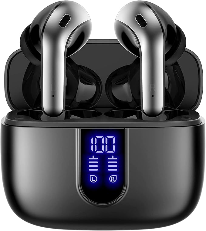 TAGRY Bluetooth Headphones True Wireless Earbuds 60H Playback LED Power Display by TAGRY