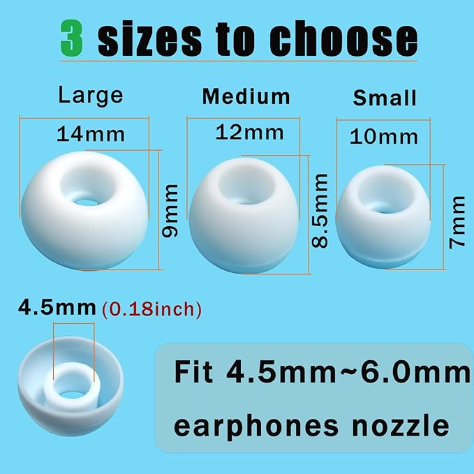 Replacement Earbuds Tips for True Wireless Earbuds Universal Silicone Ear Tips - Image 4
