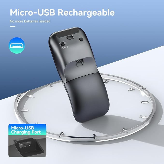 WFB Wireless Arc Mouse for Laptop, Rotatable Rotating Ultra Slim, 3 DPI for - Image 6
