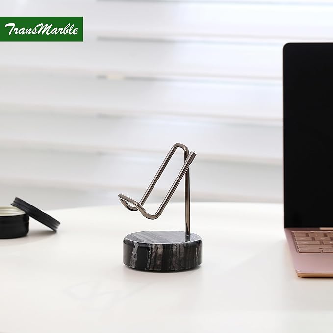 Marble Phone Stand with Metal Holder, Charging Available While Using, Swipe Up - Image 5