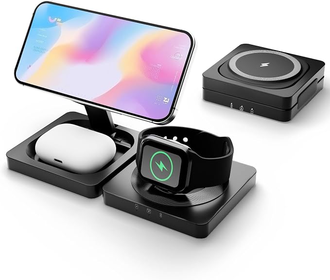 Magnetic Wireless Charger for iPhone: 3 in 1 for Travel 15W Fast Charging Pad by Unknown