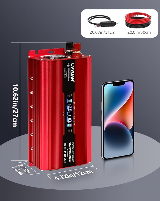LVYUAN 1500W Car Power Inverter 12V to 110V DC to AC - Image 6