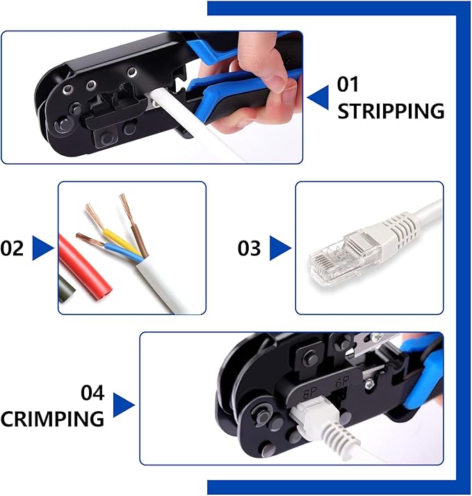 Delgada RJ45 Ethernet Crimping Tool kit, 4in1 Professional Cutter Stripper - Image 6