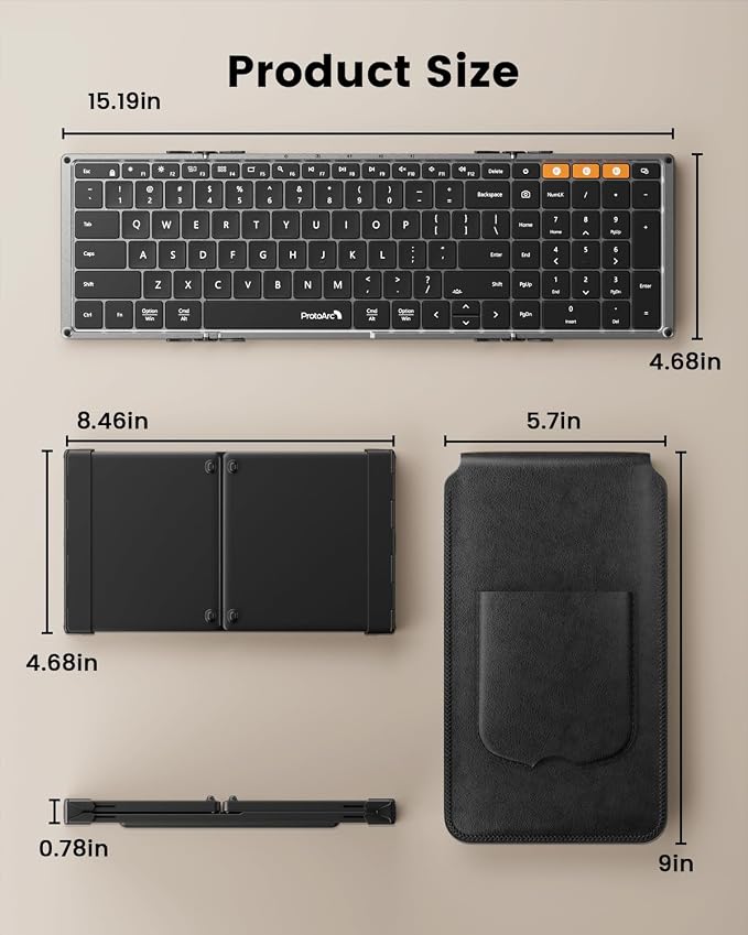 ProtoArc Backlit Foldable Keyboard, XK01 Plus Folding Portable Bluetooth - Image 8
