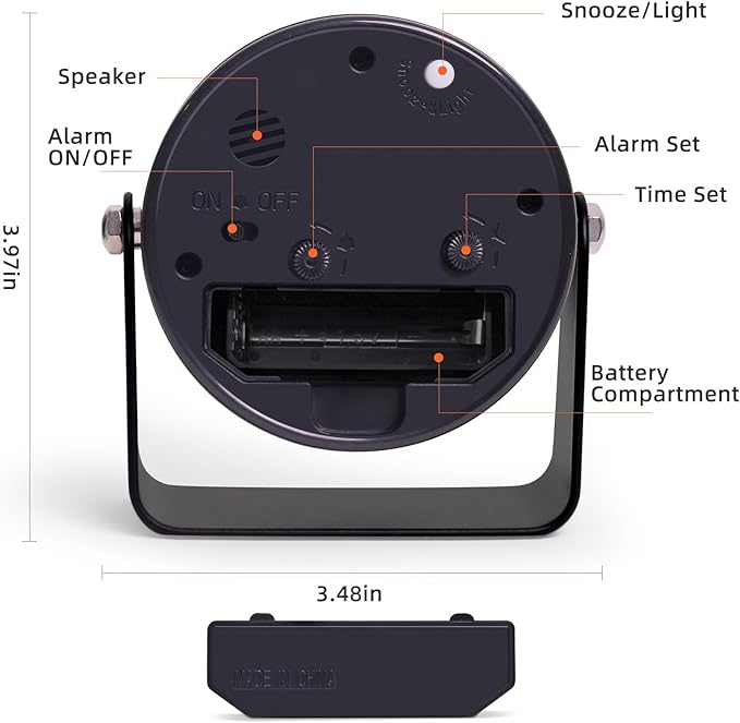 Analog Alarm Clock, Silent Non-Ticking Quartz Movement, Battery-Operated - Image 3