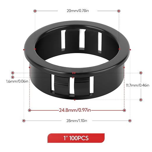 100PCS 1" Black Cable Snap Bushing Grommet, Snap in Cord Bushing Protect Cables - Image 5