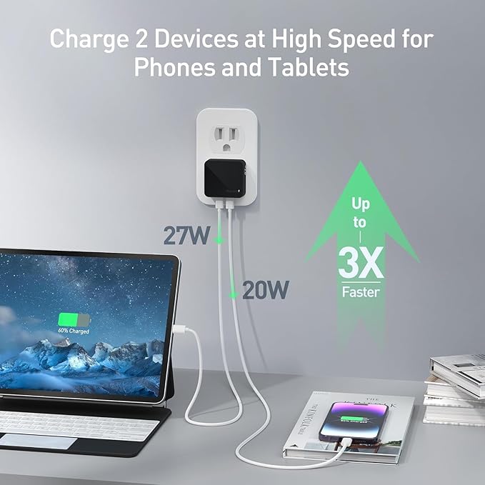 Nekmit Flat USB C Wall Charger, 47W Dual Ports USB C Charger Block, PPS Fast - Image 3