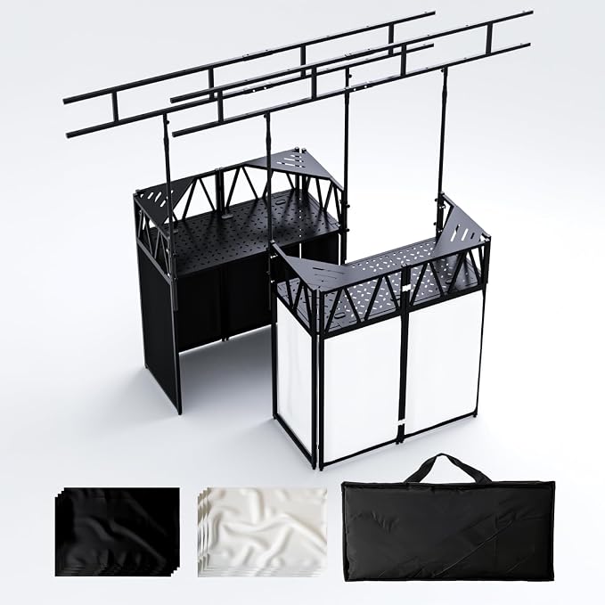 DJ Table Stand Portable booth, Foldable DJ Stand Booth, Adjustable DJ Facade by Unknown