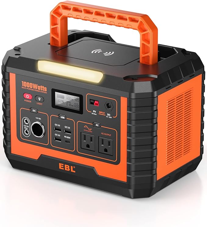 EBL Portable Power Station 1000W, Camping Solar Generator 270000mAh by EBL