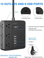 Extension Cord 25 Ft, HUNIAN Flat Plug Power Strip Surge Protector, 12 Widely - Image 7