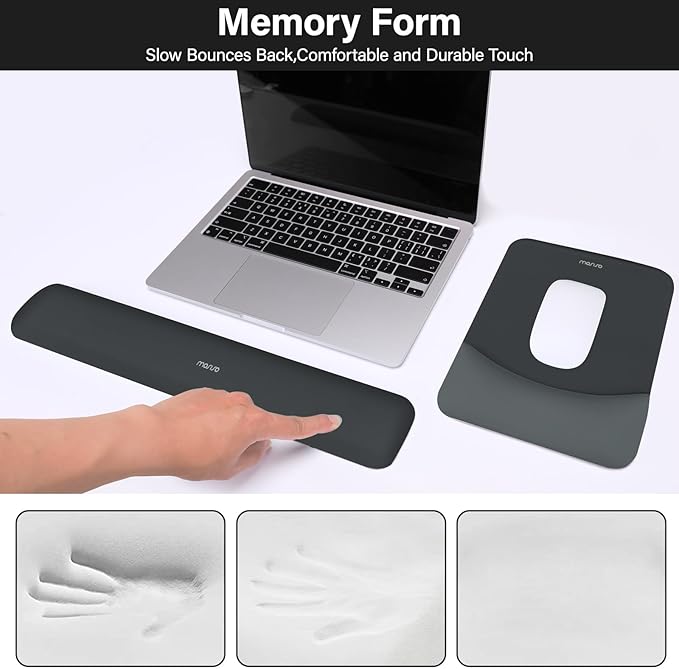MOSISO Wrist Rest Support for Mouse Pad&Keyboard Set, Rectangular Ergonomic - Image 4