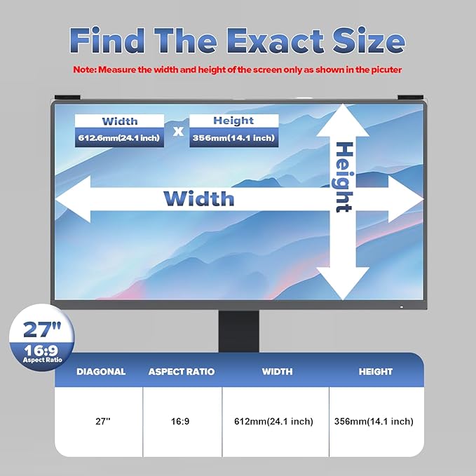 Computer Privacy Screen Filter 27 Inch, 9H Hardness Hanging Computer Screen - Image 4