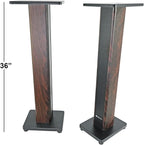 Rockville RHTSD 36" Bookshelf Speaker Stands, Dark Wood Grain, Dual Top Plates - Image 3