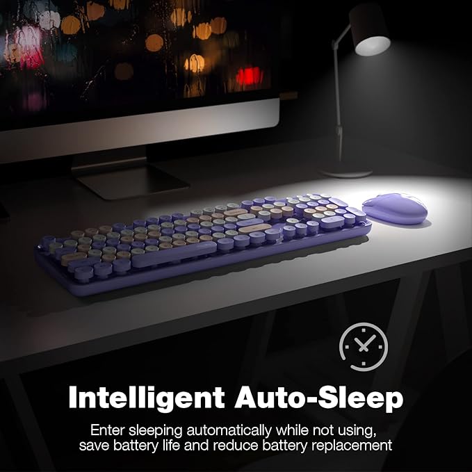 KNOWSQT Wireless Keyboard and Mouse Combo Purple - Image 4
