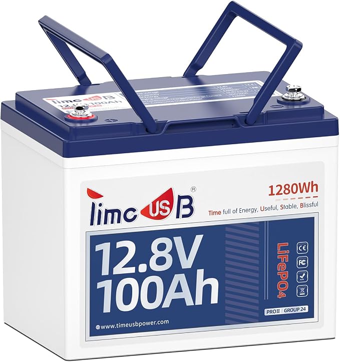 12V 100Ah LiFePO4 Lithium Battery Group24, Timeusb 12.8Volt 100Ah RV Battery by Timeusb