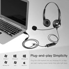 USB Headset with Microphone Noise Cancelling & Audio Controls, Stereo Computer - Image 5