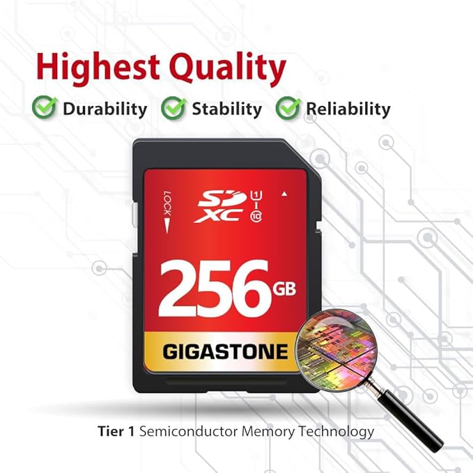 Gigastone 256GB SD Card UHS-I U1 Class 10 SDXC Memory Card High Speed Full HD - Image 6