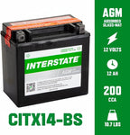 Interstate Batteries YTX14-BS 12V 12Ah Powersports Battery 200CCA AGM - Image 3