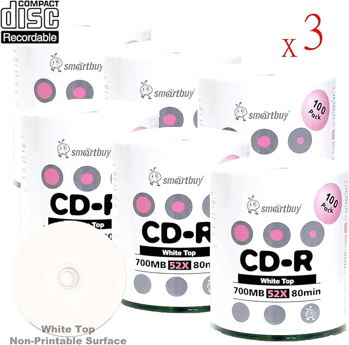Smartbuy 700mb/80min 52x CD-R White Top Blank Video Recordable Media Disc - Image 2