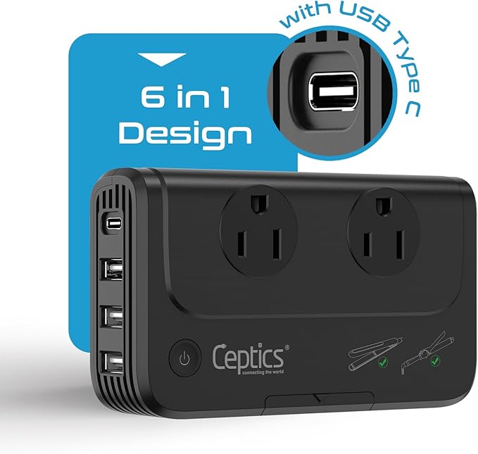 Ceptics - 6 in 1 Travel Adapter and Voltage Converter, 220V to 110V Converter - Image 9