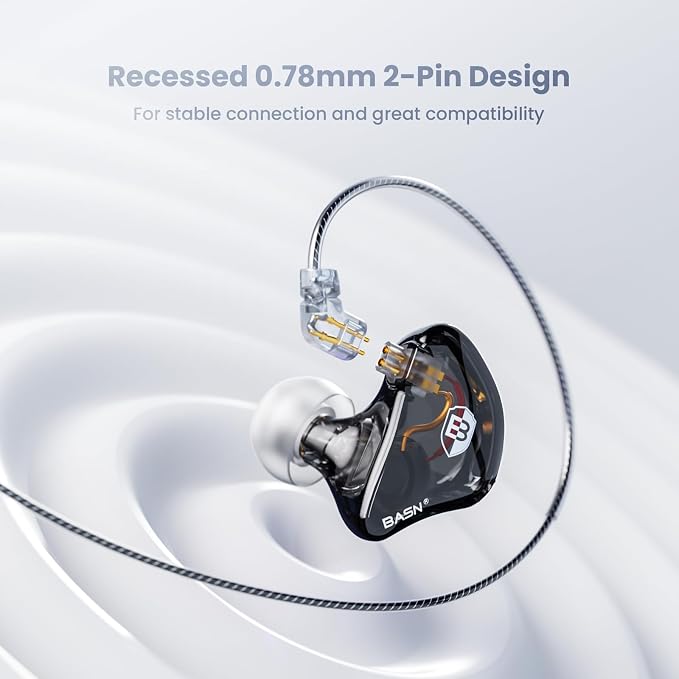 BASN Bsinger Professional in Ear Monitor Headphones, Dual Drivers 2-Pin IEM - Image 3