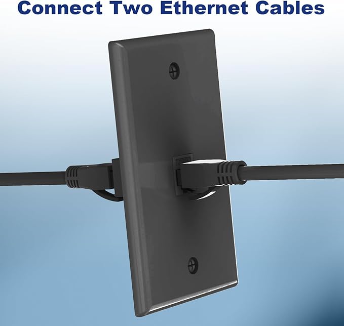 VCE Black Ethernet Wall Plate, 1-Port CAT6 Wall Plate and Jack, RJ45 Keystone - Image 2