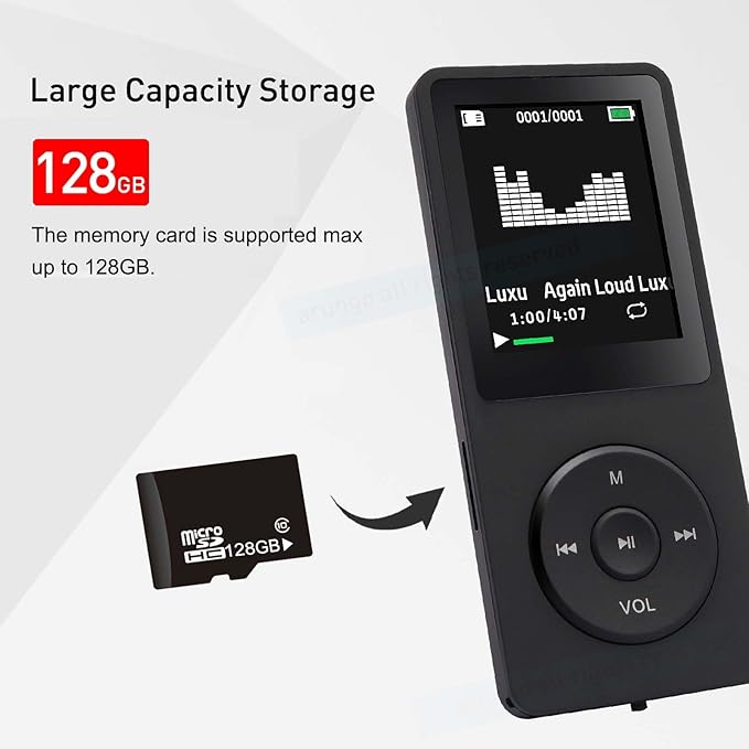 MP3 Player 128GB with Speaker Earphone Portable HiFi Lossless Sound MP3 Mini - Image 4