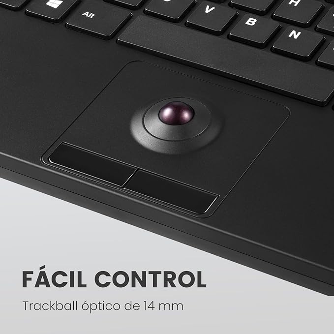 Perixx PERIBOARD-526 ES, Mini teclado USB con Cable y trackball - Image 4