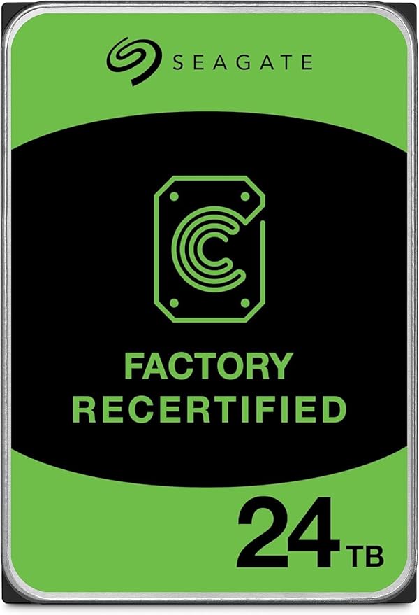 Seagate Exos X24 24TB Enterprise Hard Drive HDD SATA 6Gb/s 512MB Cache 7200 RPM by Amazon+Renewed