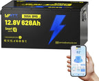 12V 628Ah LiFePO4 Lithium Battery, Built-in Bluetooth 5.0 & 300A BMS, Full by Wattcycle