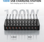 USB C Charging Station for Multiple Devices, 10-Port 100W Charging Dock - Image 3