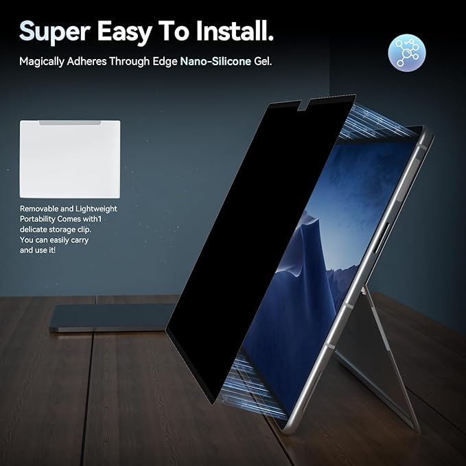 Privacy Filter Compatible with Microsoft Surface Pro 10 / 9 / 8 / X, Easy - Image 3