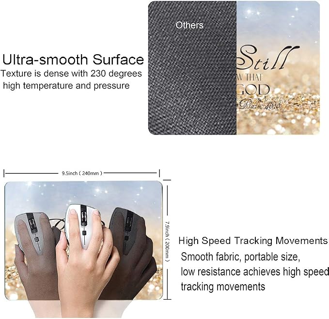 Christian Bible Verses Square Waterproof Mouse Pad Non-Slip Rubber Base - Image 3