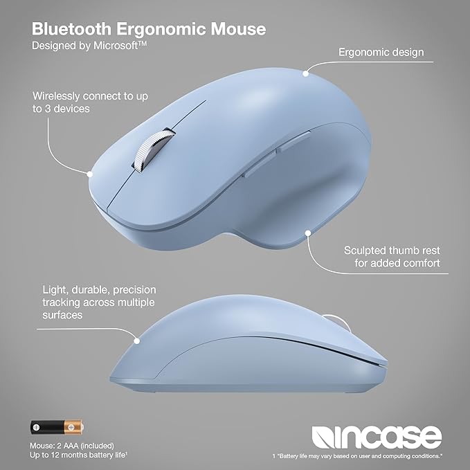 Incase Bluetooth Ergonomic Mouse – Designed by Microsoft – Two Thumb Buttons - Image 2