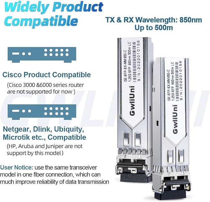 10Pcs 1.25G SFP Multi Mode Fiber Module Network Transceiver, SX MM 850nm 500m - Image 3