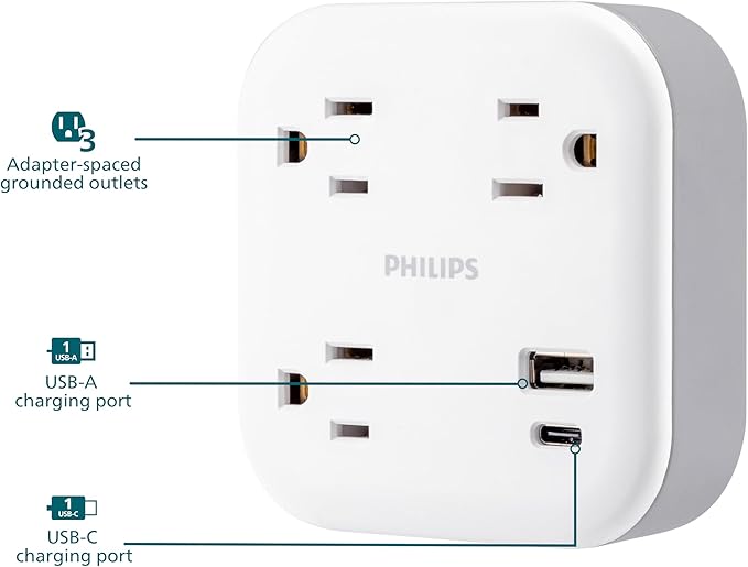 Philips EZFit 3-Outlet Surge Outlet Extender - Image 3