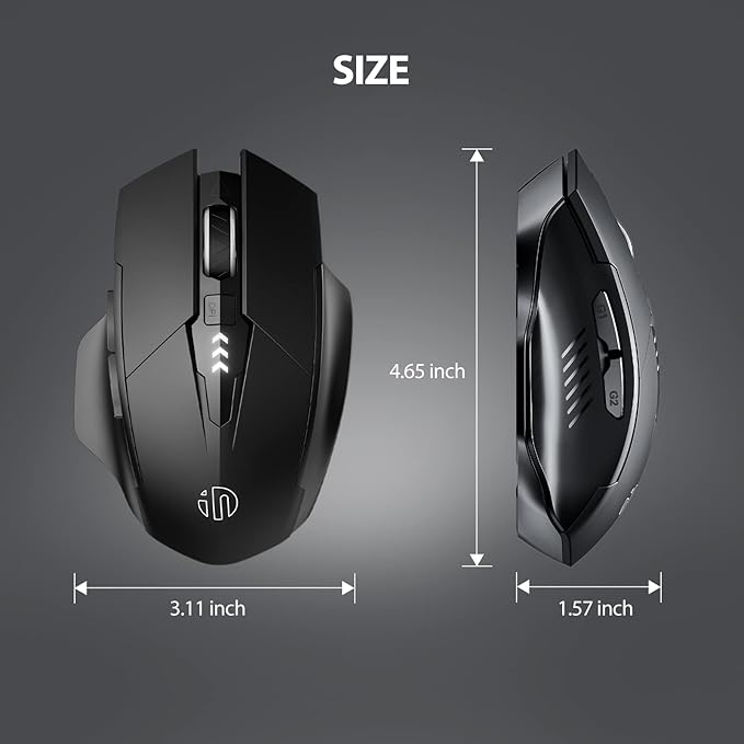 INPHIC Multi-Device Bluetooth Mouse, Upgraded Visible Battery, 2400 DPI - Image 8