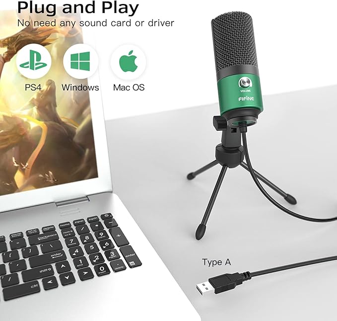FIFINE USB Gaming Microphone for PC Desktop, PS4 and Mac, Gain Control - Image 4