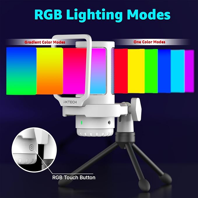 IXTECH USB Gaming Microphone for PC, RGB Condenser Microphone - Image 8
