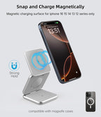 Foldable Magnetic Wireless Charger, KU XIU X40 Aluminum Alloy 3-in-1 Charging - Image 5