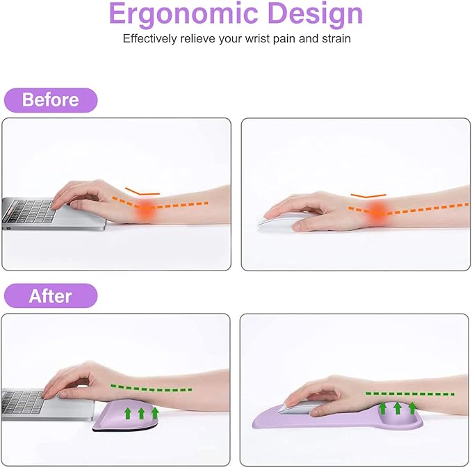 MOSISO Wrist Rest Support for Mouse Pad & Keyboard Set, Ergonomic Mousepad - Image 3