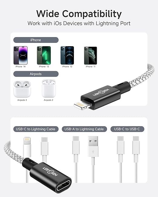 2 Pack 27W USB C to Lightning Cable Adapter, PD Fast Charging & Data Transfer - Image 8