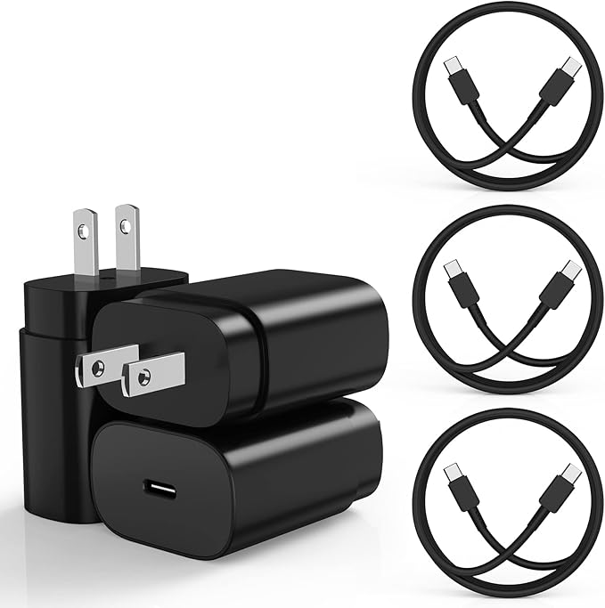 Cndons 3 Pack 25W PD USB C Wall Charger Kit, Super Fast Charging Block & 6ft by Cndons