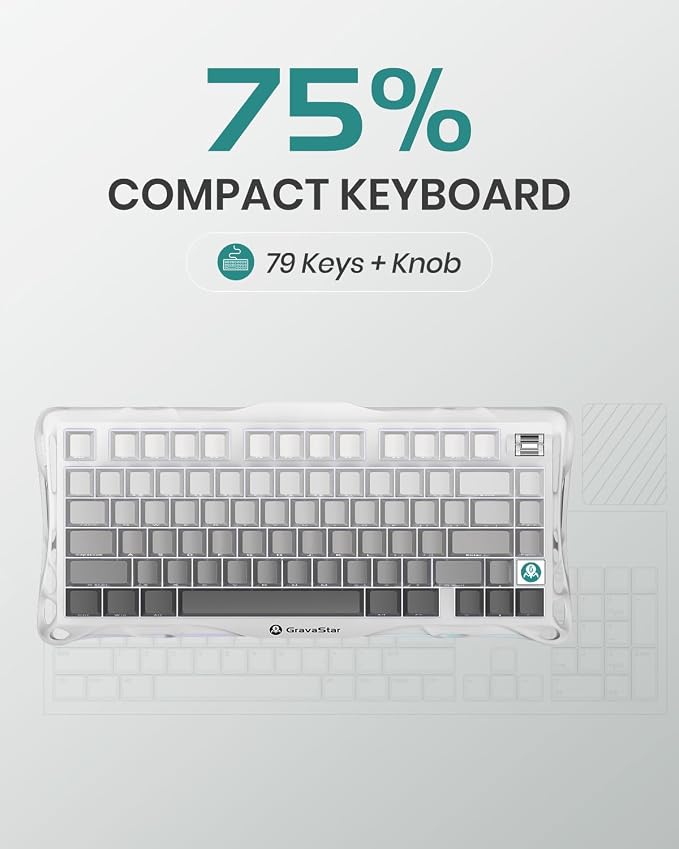 GravaStar Mercury K1 75% Wireless Mechanical Gaming Keyboard, Aluminum Alloy - Image 6