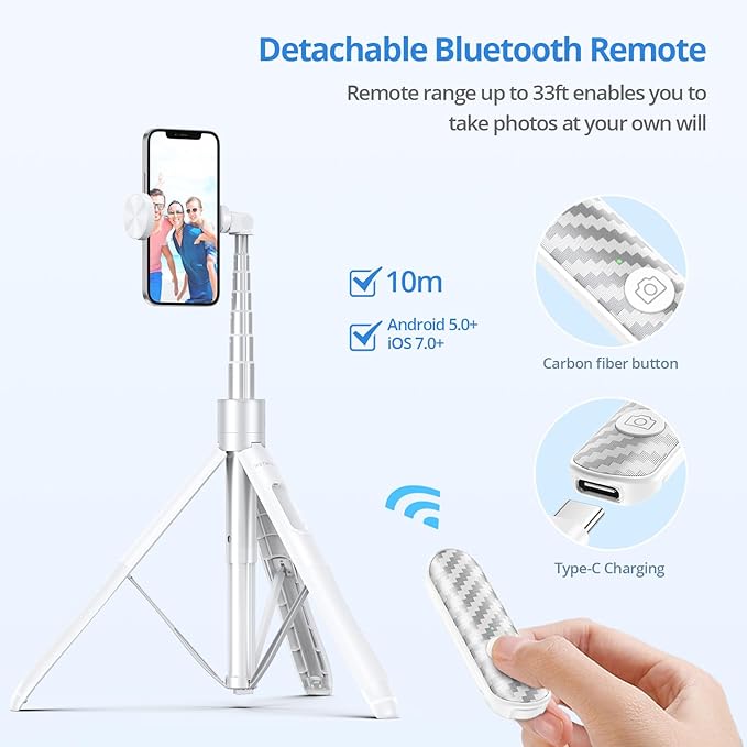 ATUMTEK 60" Selfie Stick Tripod, All in One Extendable Phone Tripod Stand - Image 6