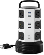 Power Strip Tower Surge Protector, JACKYLED 12 Outlets 6 USB Charging Station by JACKYLED