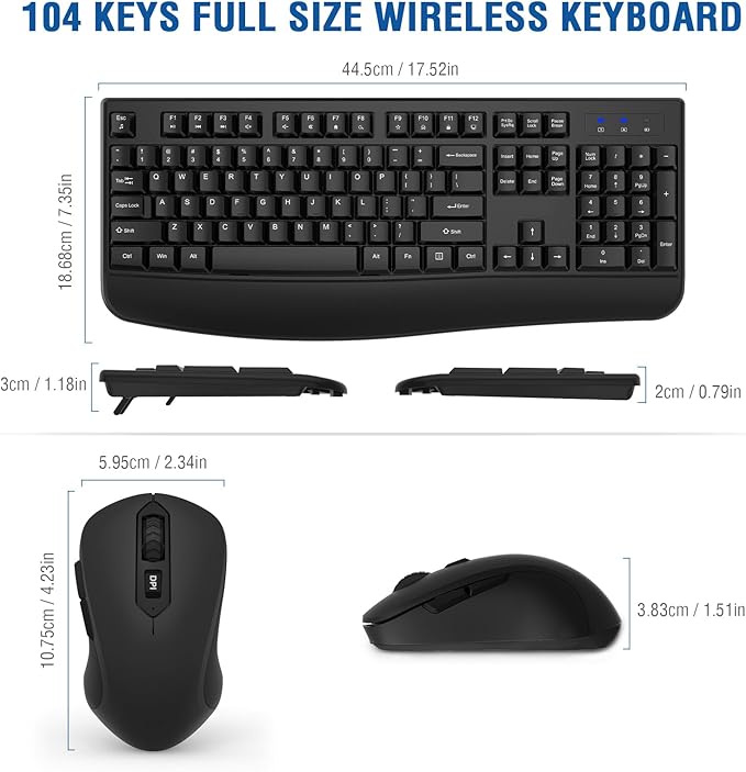 Wireless Keyboard and Mouse Combo, EDJO 2.4G Full-Sized Ergonomic Computer - Image 6