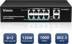 8 Port Gigabit PoE Switch with 2 Uplink Gigabit Ports, VIMIN 10 Port Unmanaged - Image 9