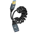 Coiled USB Extension Cable, 5Gbps Retractable USB A Male to Female Data by Thzzhnno